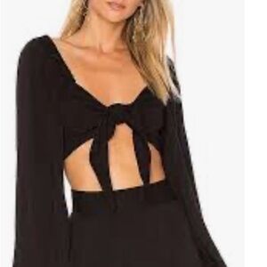 Stone Cold Fox Black Crop Top with Tie Front